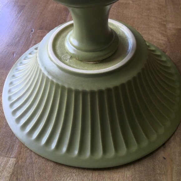 Hyalyn Pottery Pedestal Compote Bowl Green, Vintage VTG Mid-Century - Picture 4 of 7